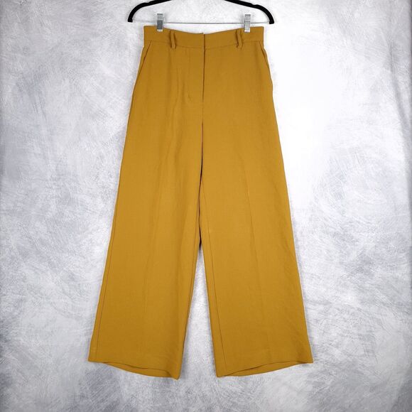 Wilfred Effortless Pants Womens 4 Brown Wide Leg Button Fly Crepe Trousers - Picture 1 of 16